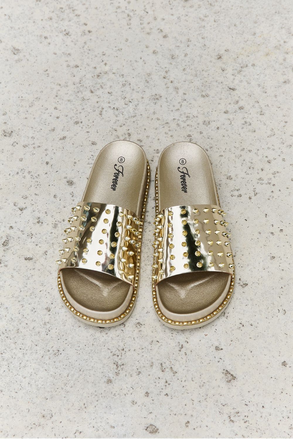 Forever Link Studded Double Strap Platform Slide Sandal