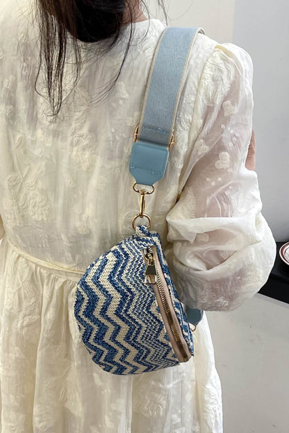 Chevron Straw Sling Bag