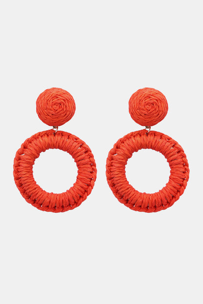 Round Shape Raffia Grass Dangle Earrings