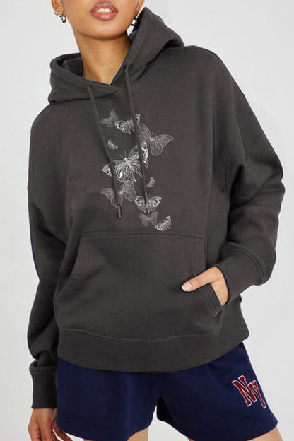 Simply Love Full Size Dropped Shoulder Butterfly Graphic Hoodie