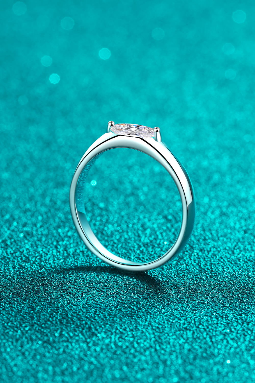 Moissanite Rhodium-Plated Ring