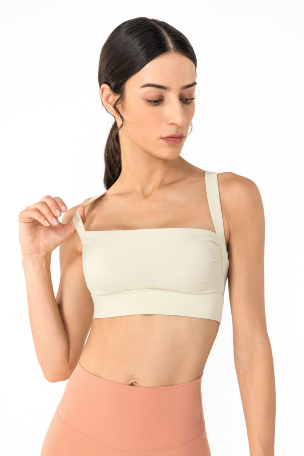 Open Back Pleated Detail Sports Bra