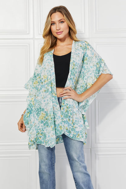 Justin Taylor Fields of Poppy Floral Kimono in Green