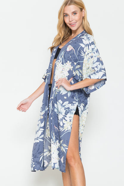 Justin Taylor Botanical Print Split Cover Up