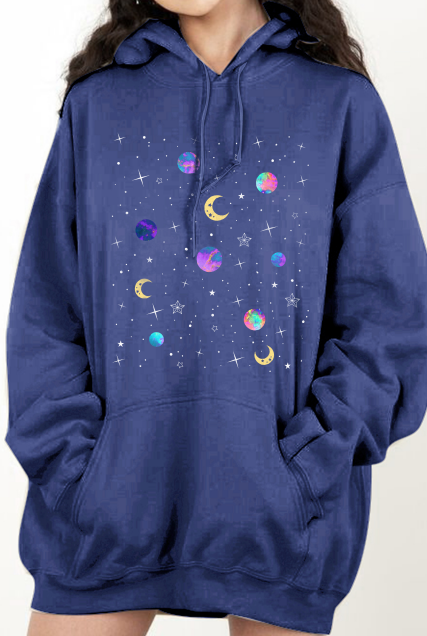 Simply Love Full Size Dropped Shoulder Star & Moon Graphic Hoodie