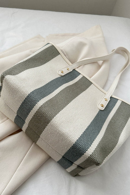 Striped Straw Tote Bag