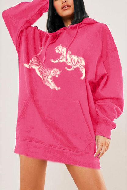 Simply Love Full Size Dropped Shoulder Tiger Graphic Hoodie