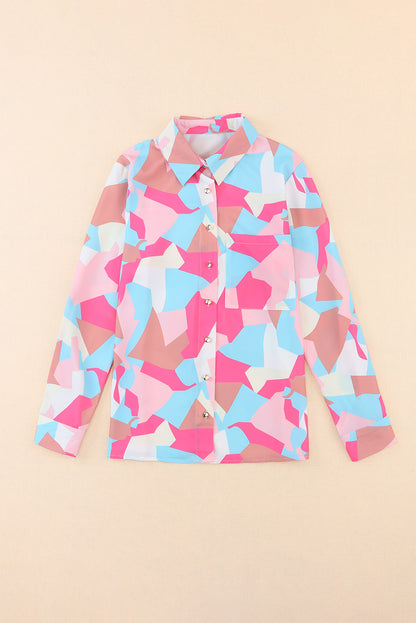 Multicolored Long Sleeve Collared Shirt