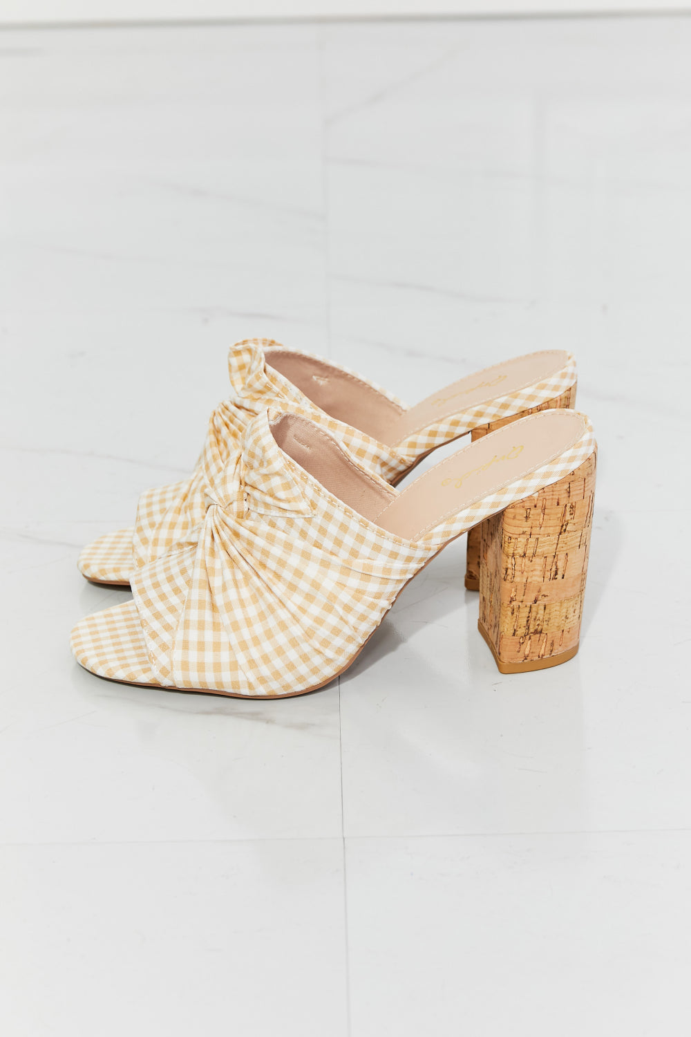 Qupid Freshly Picked Twist Peep Toe Block Heel Mule