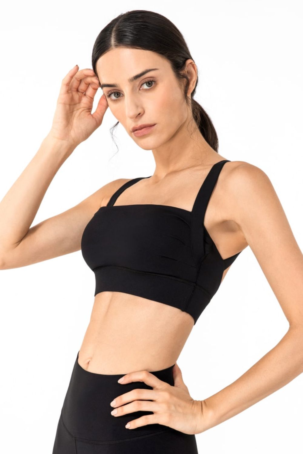 Open Back Pleated Detail Sports Bra