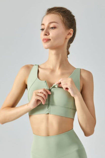 Breathable Zip-Up Sports Bra