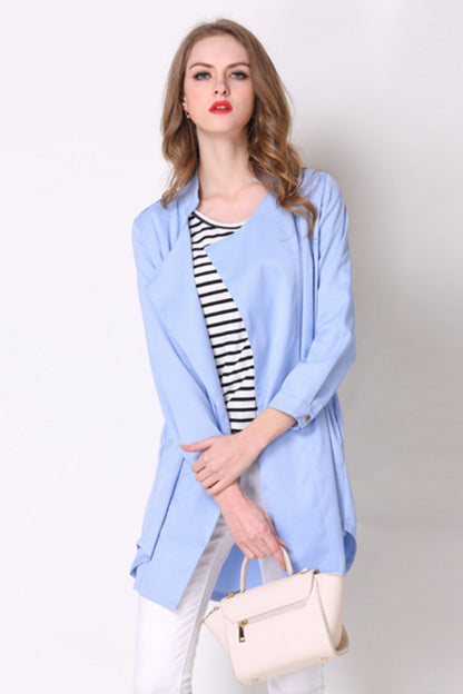 Full Size Open Front Longline Trench Coat