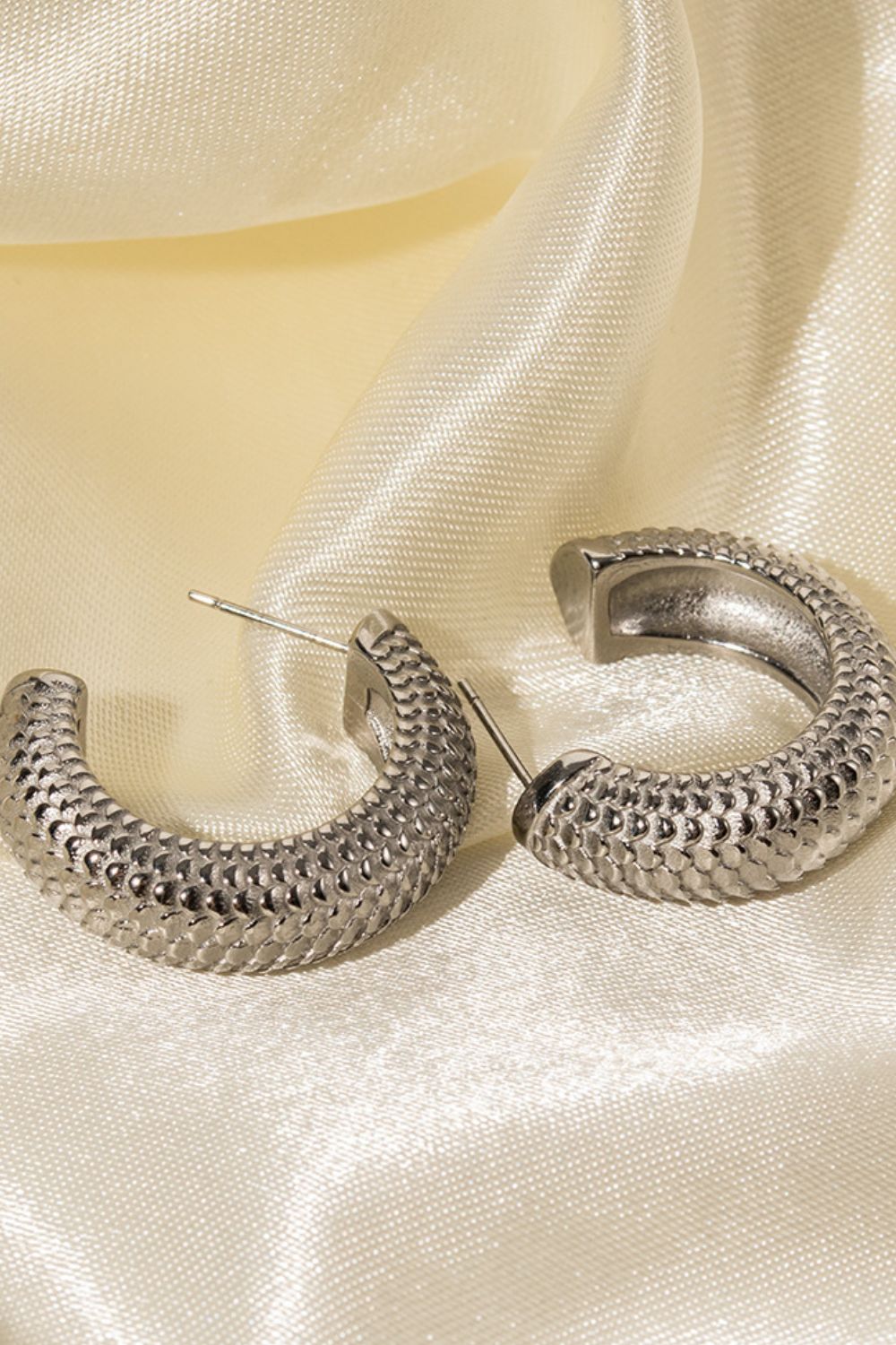 Stainless Steel Scale C-Hoop Earrings