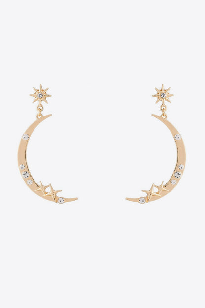 Zircon Star and Moon Alloy Earrings