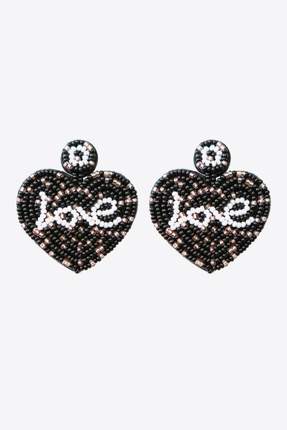 LOVE Beaded Heart Earrings