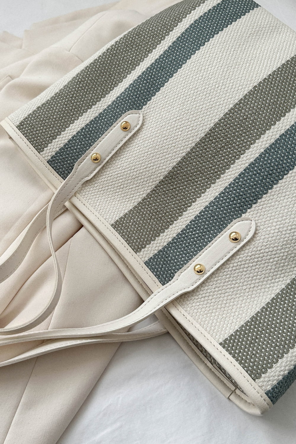 Striped Straw Tote Bag