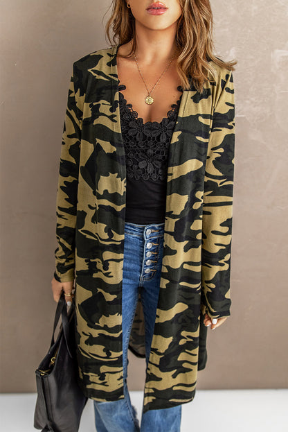 Printed Open Front Longline Cardigan