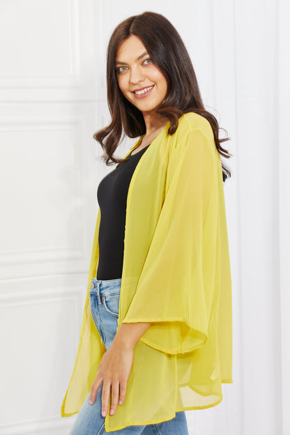 Melody Just Breathe Full Size Chiffon Kimono in Yellow