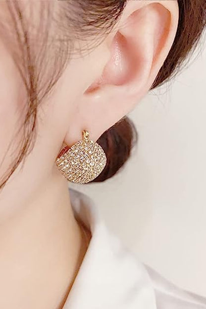 Inlaid Cubic Zirconia Brass Earrings