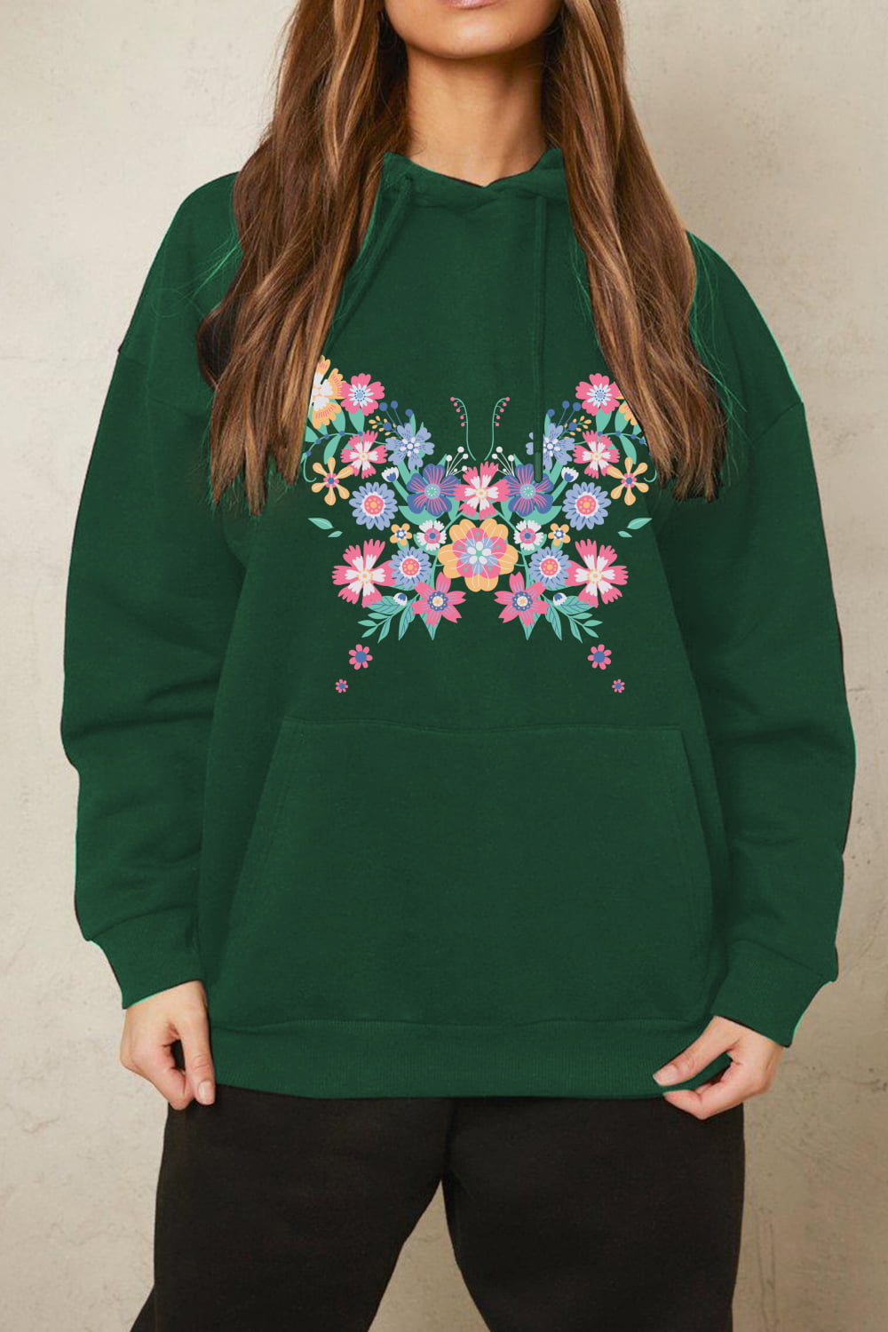 Simply Love Full Size Floral Butterfly Graphic Hoodie