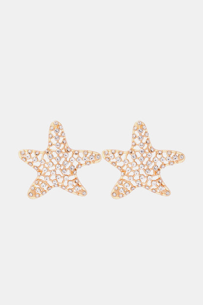 Starfish Zinc Alloy Glass Stone Dangle Earrings