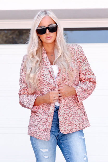 Leopard Shawl Collar Blazer