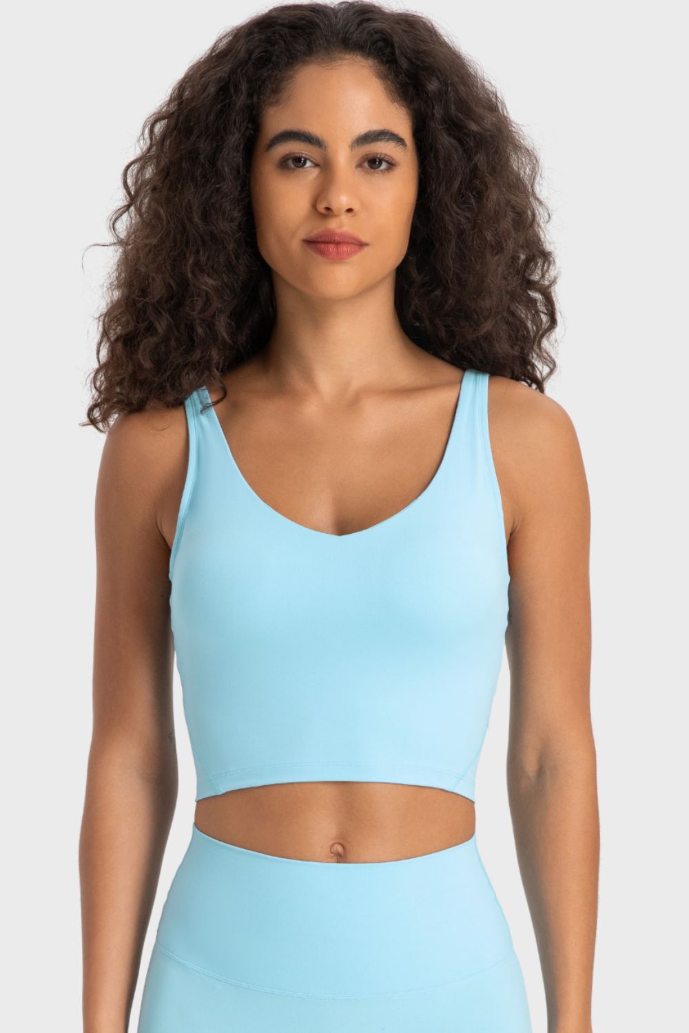 Deep V-Neck Crop Sports Bra