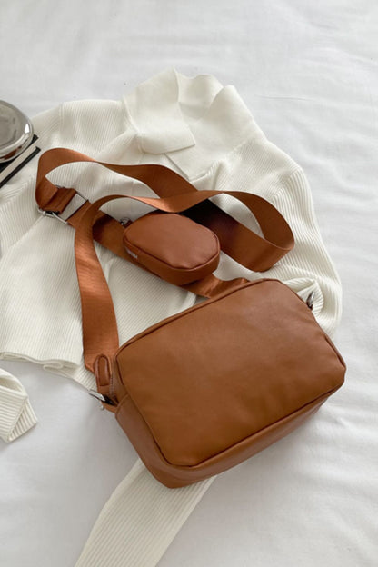 PU Leather Shoulder Bag with Small Purse