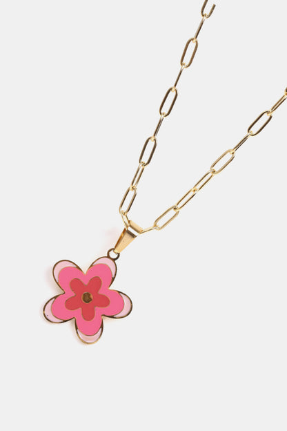 Flower Pendant Stainless Steel Necklace