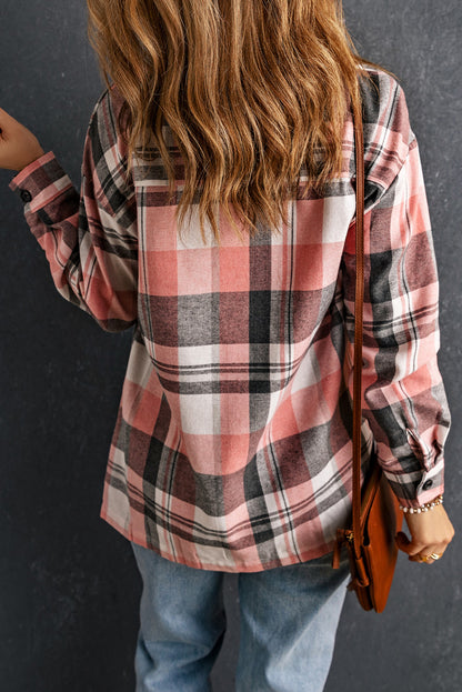 Plaid Dropped Shoulder Longline Shirt