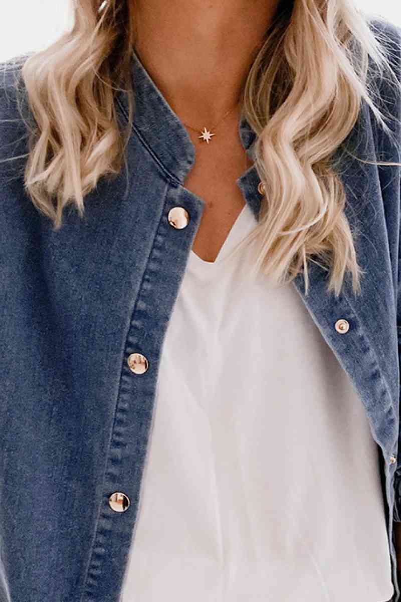 Shoulder Detail Denim Button Down Shirt